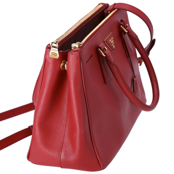 PRADA Saffiano Small Satchel Shoulder Bag Red Leather - Picture 4 of 8